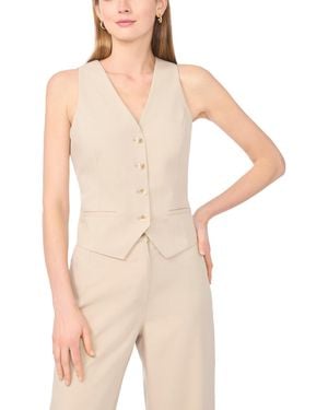1.STATE V-neck Sleeveless Button Shirt - Natural