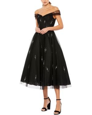 Mac Duggal Imitation-pearl Embellished Off-the-shoulder A-line Dress - Black
