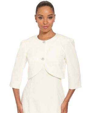 Ivy & Blu Ivy + Blu Cropped Fitted Scuba Jacket - White