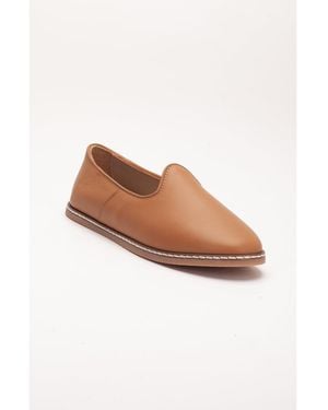 Epilogue Shoes Dalya Leather Slip On Flats () - White