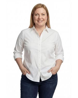 Woman Within Plus Size Perfect Long Sleeve Shirt - White