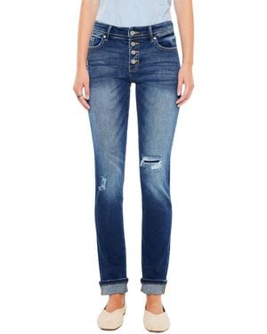 Kancan Eternity Mid Rise Skinny Straight Jeans - Blue