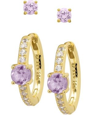 Macy's Amethyst And White Topaz Round Drop Stud Earrings (1-1/4 Ct. T.w. - Metallic