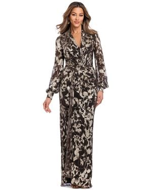 Betsy & Adam Plus Size V-neck Gown - White