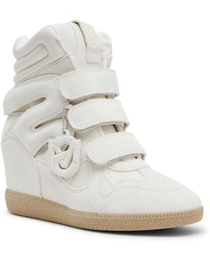 Steve Madden Mavis High-top Lace-up Wedge Sneakers - White