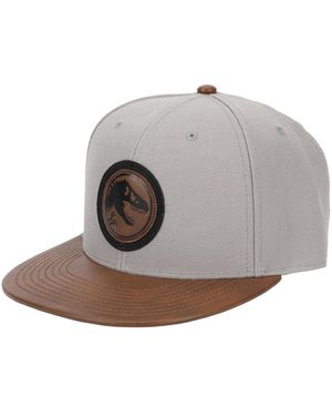 Jurassic Park Logo Woven Patch White Snapback Hat - Gray