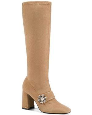 KARL LAGERFELD Sandi Block Heel Tall Boots - Brown