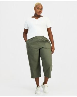Style & Co. Plus Size Pull-on Cropped Pants - Green