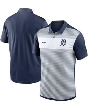 Nike White/navy Detroit Tigers Vapor Striped Performance Polo Shirt - Blue