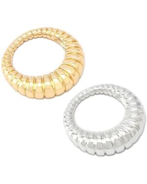 Robert Lee Morris Rubbed Tube Band Ring Set - Metallic