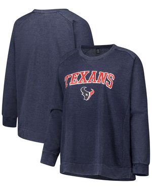 Profile Houston Texans Acid Wash Raglan Pullover Sweatshirt - Blue