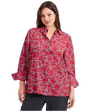 Avenue Plus Size Button Front Blouse - Red
