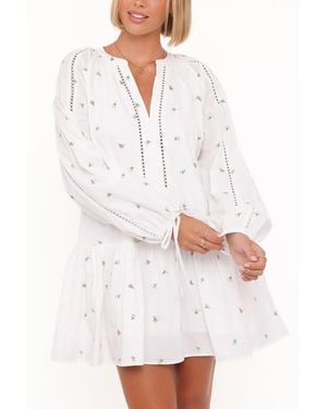 Petal & Pup Hart Long Sleeve Mini Dress - White