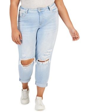 Celebrity Pink Trendy Plus Size Distressed Girlfriend Jeans - Blue