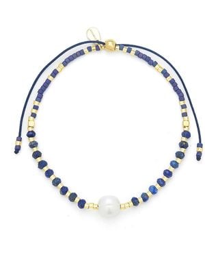 KAMARIA Lumira Mini Pearl Gemstone Adjustable Bracelet - Blue