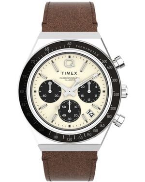 Timex Analog Leather Watch - Metallic
