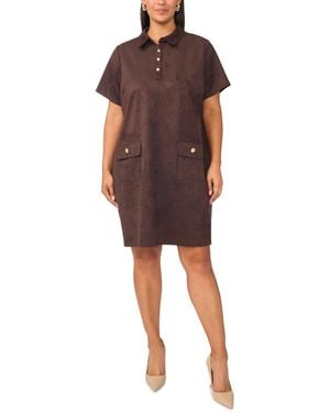Msk Plus Size Scuba Crepe Collared Shift Dress