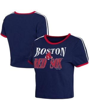 WEAR by Erin Andrews Boston Red Sox Cropped Throwback T-shirt - Blue