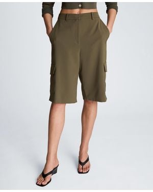 Kenneth Cole High-rise Wide-leg Cargo Shorts - Green