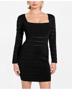 Guess Long-sleeve Sheer Mix Bandage Leti Dress - Black