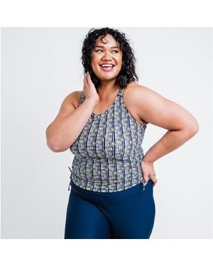 Calypsa Plus Size Maya Tankini Swim Top With Built In Bra - Blue