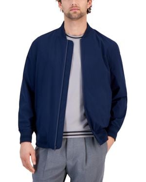 Alfani Regular-fit Water-resistant Full-zip Bomber Jacket - Blue