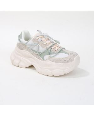 BERNESS Rosa Rhinestone Mesh Sneakers - White