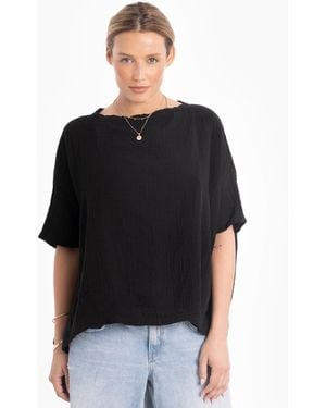 ocean + main Ocean+main Ocean+main Square Gauze Top - Black