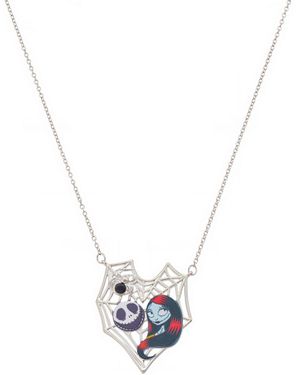 Disney Nightmare Before Christmas Sally And Jack Crystal Pendant Necklace - Metallic