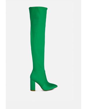 LONDON RAG Schiffer High Block Heeled Long Boot - Green