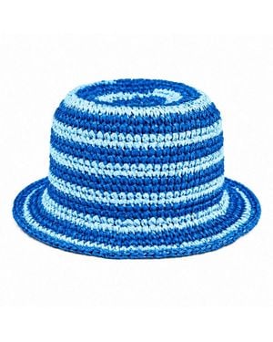 BrunnaCo Brigitte Handwoven Raffia Sun Hat - Blue