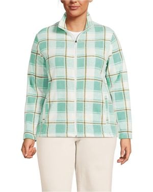 Lands' End Plus Size Anyweather Fleece Full Zip Print Jacket - Blue