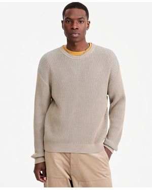 Mode Of One Gemini Boxy Ribbed Crewneck Sweater - Natural