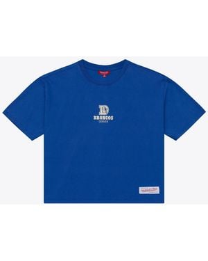 Mitchell & Ness Denver Broncos Core Essentials Cropped Boxy T-shirt - Blue