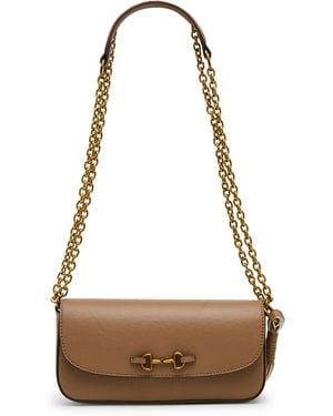 Anne Klein Small Horse Bit Flap Shoulder Handbag - Brown