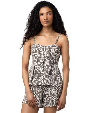 Blank NYC Zebra Print Tank Top - Gray
