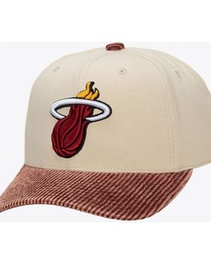 Mitchell & Ness Miami Heat Pro Crown Snapback Corduroy Hat - Natural