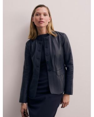 The Fold Ginevra Leather Jacket - Blue