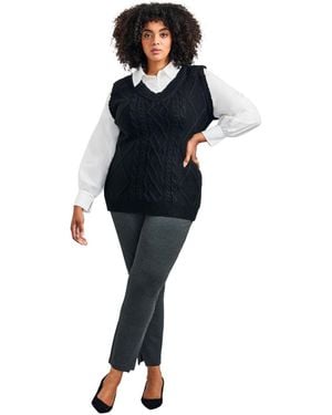 Avenue Plus Size Eva Split Detail Ponte Pant - Blue