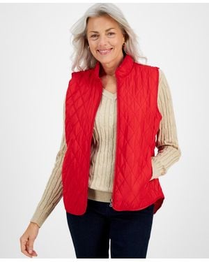 Style & Co. Quilted Mock-neck Vest - Red