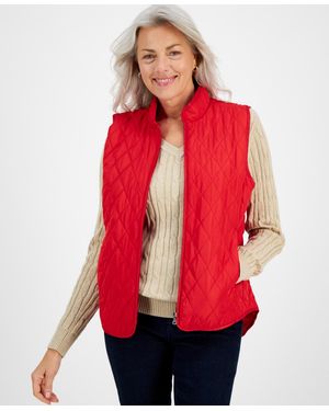 Style & Co. Quilted Mock-neck Vest - Red