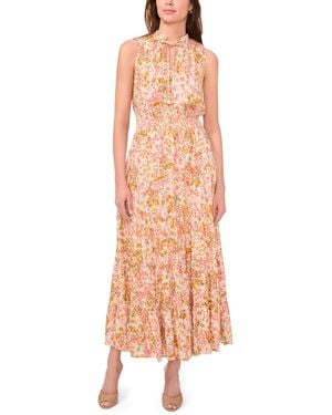 Msk Sleeveless Smocked Waist Tiered Maxi Dress - Pink