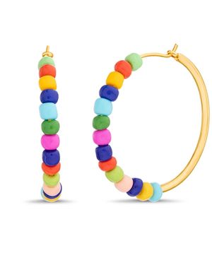 Kensie Beaded Hoop Earring - White