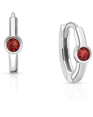 Tiny Blessings Girl's Sterling Silver 9mm Birthstone huggie Hoops Earrings - White
