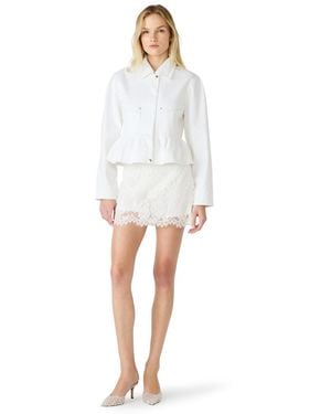 Steve Madden Sloan Collared Zipper Jacket - White