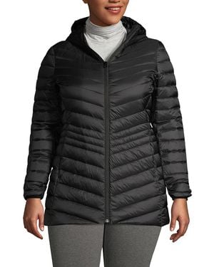 Lands' End Tall Wanderweight Packable Down Hooded Long Jacket - Black