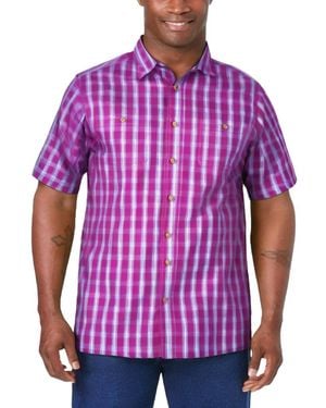 Kingsize Big & Tall Short-sleeve Plaid Shirt - Purple