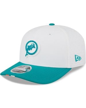 KTZ White/aqua Miami Dolphins 2025 Nfl Training Camp Throwback Logo 9seventy Adjustable Hat - Blue