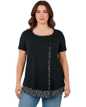 Avenue Short Sleeve Layered Tunic - Black