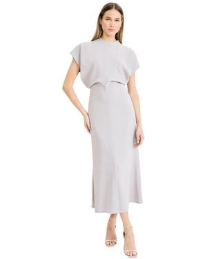 Luxely Draped Dolman-sleeve Midi Dress - White